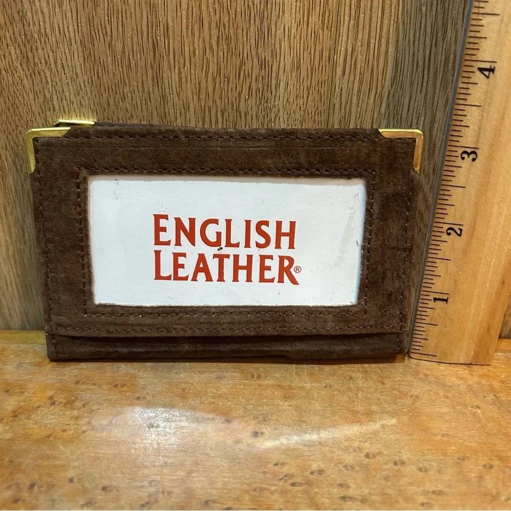 Genuine Brown Suede Leather Credit Card ID Holder Wallet NEW AG 5”